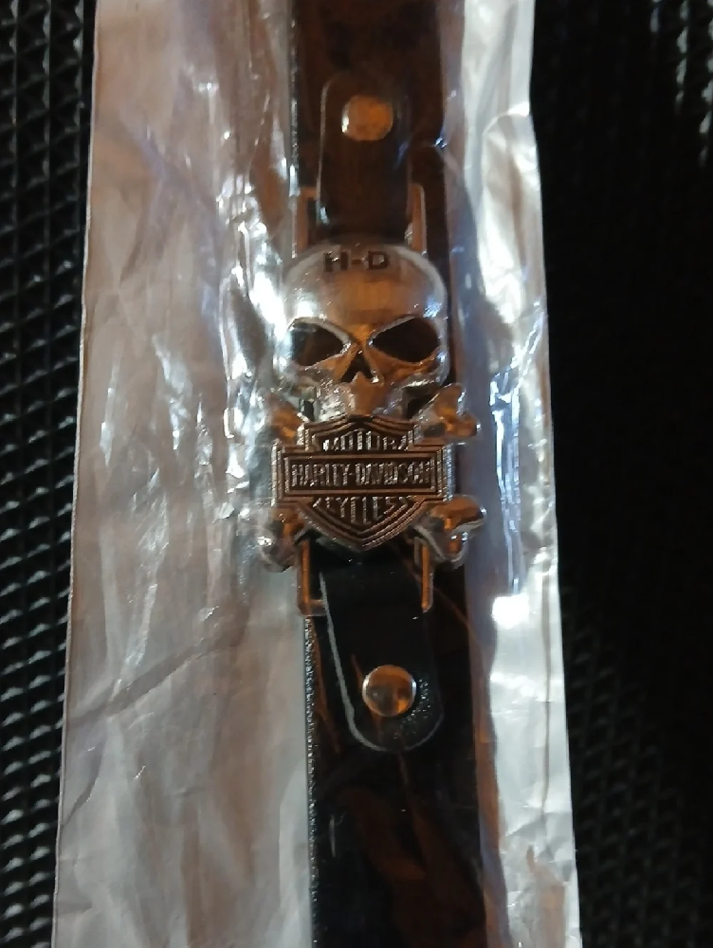 NWT Harley Davidson Bracelet, Gray Gaiter with Black & White Check Lanyard